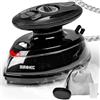 Duronic SI3 BK Mini Ferro da Stiro, Ferro da viaggio a vapore 400W, Serbatoio 35ml, Steamer portatile con base d'appoggio e borsello da viaggio, Per lavori di cucito, quilting, Nero