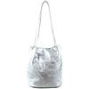 She & Bags Borsa a tracolla da donna Premium Fashion Designer di medie dimensioni con manico grande, in morbida pelle vegana, Hobo rotondo a secchiello, Argento lucido., Medium