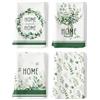 Arquiel Strofinacci Da Cucina Cotone Set Di 4, Panni Da Cucina In 100% Cotone Multiuso Morbidi E Assorbenti Strofinacci Canovaccio Cucina Strofinacci Da Bar(48 x 70CM, Foglie Di Eucalipto)