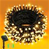 Dalugo Catena di luci solari per esterni, 5m, 50 LED, luce bianca calda, 8 modalità, IP65, impermeabile, resistente alle intemperie, per giardino, cortile, terrazza, matrimonio, feste