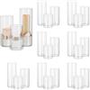 Hewory Portacandele Vetro Vaso Candele Galleggianti: Hewory Set di 24 Porta Candela da Tavolo Cilindri in Vetro Trasparente Vasi per Centrotavola Decorative Cilindrico Candelabro