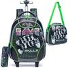 HTgroce Zaino Per Ragazze Zaino Trolley, Set di 3 pezzi Zaino Trolley Scuola Elementare Zaino con Ruote Borsa Pranzo e Astuccio Zaino Scuola Elementare per Bambino