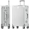 Aoliwei Valigia Bagaglio a Mano con telaio rigido in alluminio e coque in PC. Valigia Trolley con 4 Ruote Doppie Girevoli e Lucchetto TSA Integrato(XL.73.5CM,78L,Argento)