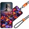 JEZSTHAI Custodia Compatibile con OPPO A5 2020 Cover in Silicone TPU Morbido con Cordino/Laccio Tracolla Cellulare,Antiurto AntiGraffio Protettiva Bumper Case con Disegno Motivi,A09