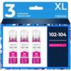 alphaink 3 Inchiostri Magenta Compatibili con Epson T104 per EcoTank ET-2710 ET-2712 ET-2711 ET-2714 ET-2715 ET-4700 ET-2720 ET-2721 ET-2726 (3-Pack T1043)