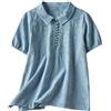 HAOLEI Maglietta Donna Estive Lino Maglietta Donna Eleganti a Maniche 3/4 Camicia da Donna in Cotone e Lino Polos Maglietta Vintage Ricamato Allentato Top Tinta Unita Camicia Cinese Maglietta Donna Offerta