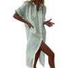 Cocila Summer Dresses for Women Camicie Larghe estive Casual Abiti 2023 Abiti Lunghi da Spiaggia con Bottoni a Risvolto Solidi alla Moda Maxi Abito da Ufficio a Maniche Corte alla Porta Abito Lungo
