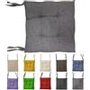 Home Tresor - Cuscino Sedia con Lacci | Cuscino Imbottito Sedie da Cucina, Giardino, Morbida Seduta Sp. 6 cm | Coprisedia Quadrato Made in Italy (Grigio, 2)