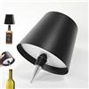 Generic Lampada per bottiglia senza fili, da tavolo, portatile, 3 colori, luci decorative per bottiglie di vino, luce LED per bar, casa, ufficio [classe energetica A] (nero)