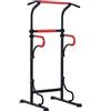 HOMCOM Barra per Trazioni Power Tower Stazione Fitness Multifunzione con Altezza Regolabile 171-219cm Nero Rosso