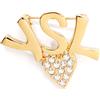 Saint Laurent Pre-Owned - Spilla YSL con strass - Donna - pietre sintetiche/placcatura in oro - Taglia unica