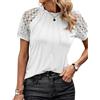 AIEOE Magliette Donna Estive Maniche Corte T Shirt Camicia Donna Camicia di Pizzo Donna Elegante Classic Donna Camicia M Bianco