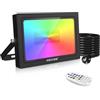 MEIKEE Faretto LED RGB Esterno 60W, Proiettore RGB da Esterni con Telecomando, Impermeabile IP66, 10 Colori, Regolabile 12 Modalità, Tempi, Luce RGB per Esterni Festa Halloween