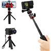 AFAITH Mini Treppiede Tavolo per Gopro e telefono Cellulare, Monopiede per Selfie Stick Esteso per Gopro Hero12/11/10/9/8/7/6 Black, Action Camera iPhone, Huawei, Samsung, Xiaomi, LG e altri Telefoni