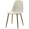 Teamson Home Minimalista Modern Set di 2 sedie da pranzo in cucina (solo sedie), posti a sedere per la casa contemporanei in tessuto bianco e gambe di chicco in legno