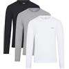 DKNY Uomo, Maglietta a Maniche Lunghe, Blu Marino/Grigio Scuro/Nero, Confezione da 3, XL