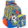 Clondo Zaino Scuola Ergonomico 33x43x15 cm con Astuccio coordinato 3 Scomparti 45 Pezzi - School Pack Completo - Julian Ross Sport Graffiti - Scuola Elementare e Regalo Bambino