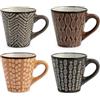 H&H Ethnic Set 6 Tazze Caffe', Stoneware, Assortite, cc110