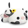 shownicer Peluche mucca in peluche - Cuscino coccola - Mucca kawaii - Giocattolo di peluche - Cuscino di peluche - Mucca da latte - Peluche - Cuscino da lancio - Regalo per bambine di 12+ anni (Nero)