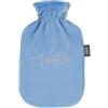 Fashy Borsa dell'acqua calda da 2,0 l, con rivestimento in ratina con ricamo Sparkle, azzurro