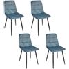 HOME DECO FACTORY, HD0326, Set di 4 sedie Mateo in blu anatra, Les P'Tits Prix, mobili, sedile, poltrona da tavolo, sedia, 45 x 88 x 52 cm, altezza seduta 48 cm, blu anatra-nero