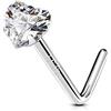 OUFER 925 Sterling Silver Nose Stud S L Nose Rings Screw 20G Nostril Solid 3 mm Heart/Star CZ Body Piercings Jewellery Cartilage Earrings for Women Men