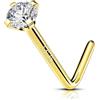 OUFER Piercing Naso Nostril 20G Argento 925 7mm Oro Piercing Nasale L/S Nose Ring CZ Trasparente Donna Naso (A forma di L)