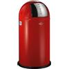 WESCO Pushboy Pattumiera di colore rosso, lamiera d'acciaio verniciata a polvere, volume 50 litri, grande sportello in acciaio inox, contenitore interno estraibile