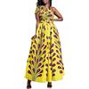 Cocila Kaftan Abiti da Donna Plus Size Stampa da Donna Africana Fai-da-Te Multi-Vestito con Cinturino Sexy con Spacco Centrale Veste (Gold, M)