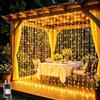 Dekofun Tenda Luminosa 3M x 3M 300 LED Luci a Tenda con Presa, Timer, 8 Modalità, Impermeabilità IP65 Cascata di Luci per Esterno Interno Casa Balcone Giardino MatrimonioTerrazzo - Bianco Caldo
