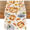 Tarklanda Runner da Tavola Zucca Autunnale Runner Tavola Foglia d'Acero Decorazioni Runner Lavabile Cucina Decorazione per Interni Vacanze Party Autunnali Ringraziamento Decorazioni 40 x 180cm