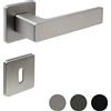 FELGNER Maniglia Bormio per porte interne | maniglia per porta moderna e di alta qualità | ferramenta per porta con rosetta | per porte interne e delle camere | Nichel opaco | con 2 chiavi