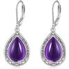 KQF Orecchini di ametista per donne Orecchini di ametista Naturla in argento sterling Orecchini a goccia di ametista curativa Orecchini a leva Gioielli per ragazze