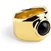 SINGULARU - Anello My Onyx. Ottone Massiccio con Finitura Placcata Oro 18Kt e Pietra Onice. Gioielli da Donna. Misura 10 a 20