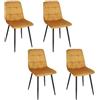 HOME DECO FACTORY, HD0329, set di 4 sedie Mateo giallo senape, Les P'Tits Prix, mobili, sedile, poltrona da tavolo, sedia, 45 x 88 x 52 cm, altezza seduta 48 cm, giallo senape nero