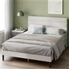 Zinus Piper Letto 140x190 cm - Altezza 30 cm - Giroletto imbottito con testiera - Supporto a doghe di legno - Non è necessaria la molla - Bianco sporco