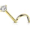 OUFER 20G Oro Piercing Naso Argento 925 Piercing Naso Nostril 7mm Nose Ring CZ Trasparente Nose Pin Piercing Nasale L/S Nose Piercing Piercing Naso Donna Naso Nostril (A forma di S)