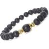 ThurColas Bracciale elasticizzato da donna con pietre naturali e dettagli dorati stile vintage