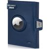 Marc Peter Jupiter Airtag Portafoglio in vera pelle con scomparto per monete, piccolo portafoglio da uomo con RFID | Apple Airtag Mini portafoglio da uomo, Blu, MINI MÜNZFACH MIT AIRTAG FACH, Classico