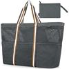 GAGAKU Borsa da spiaggia famiglia XXXL, borsa da bagno extra grande, con chiusura lampo, borsa da spiaggia in rete, per spiaggia, viaggi, colore nero/grigio/verde, 2_xxxl_grigio, 66 x 46 x 23 cm