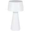 EGLO Huesa Lampada da tavolo a LED, per esterni, lampada da comodino a batteria, touch, dimmerabile, senza fili, ricaricabile tramite USB, plastica bianca, luce bianca calda e fredda, IP44