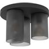 Eglo Colomera Plafoniera, lampada da soffitto e da soggiorno in metallo nero e vetro fumé, attacco E27, diametro 35 cm