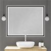 Baikal Specchio da bagno, specchio con cornice nera. Opzione con e senza LED. Stili che si adattano al bagno o a qualsiasi stanza della casa. LED perimetrale tattile + anti appannamento 100 x 80 cm