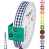 Halbach Seidenbänder Nastro regalo a quadri Vichy di alta qualità, in poliestere, 15 mm x 25 m, prodotto in Germania, per occasioni festive, colore: blu scuro