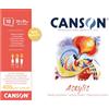 Canson Acrylic, Blocco Carta per Colori Acrilici Grana Telata 24x33 cm, 400gm, 10 Fogli, Collato un Lato