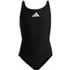 adidas Bambina Solid Small Logo Swimsuit, Black / White, 11-12 Years