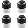 Jdel Confezione da 4 pezzi - Fermaporta inox diametro 24 mm C/gomma nera larga