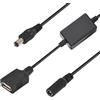 Andoer Cavo adattatore di alimentazione 3 in 1 12V DC5521 femmina a DC maschio e cavo splitter Y USB femmina 5V Cavo di ricarica di alimentazione lungo 43,5 cm