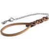 Record - Manigliotto a Tre Fili - Guinzaglio Cuoio con Catena in Acciaio - Taglia M - Lunghezza 60 cm - Colore Marrone e Beige - Ideale per Cani di Taglia Medio Grande