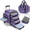 BAFASO Organizer Smalti per Unghie con Rotelle - Adatto per 144 Flaconi, Borsa Organizer per Smalti con Carrello Staccabile e 3 Tasche Rimovibili, Solo Borsa, (In Attesa Di Brevetto), Viola